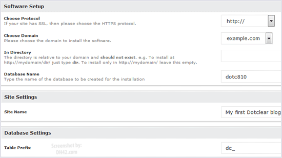 Dotclear Install Screen