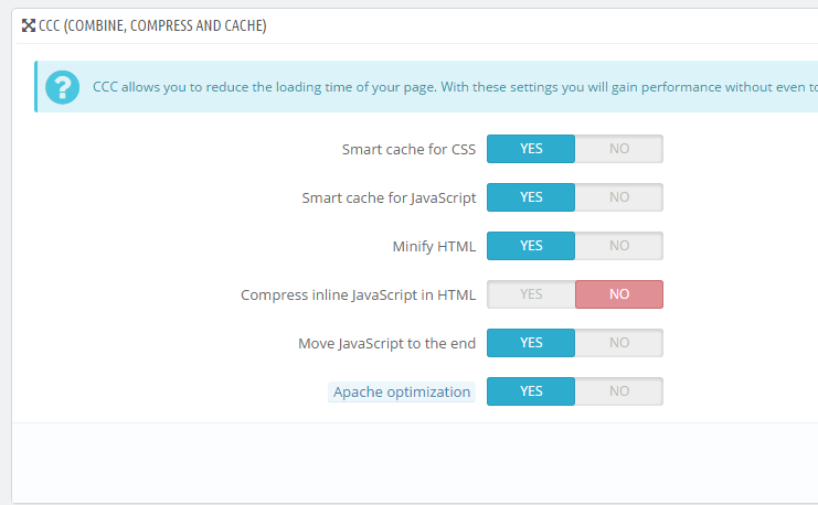 Compression Settings in Prestashop