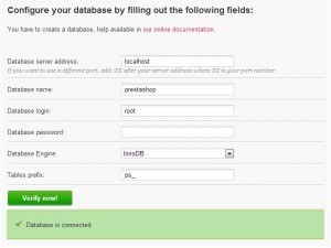 Prestashop database configuration