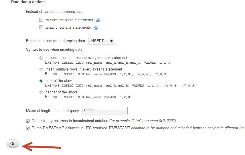 Database Export