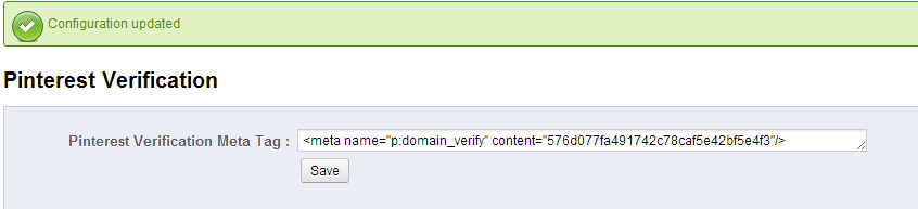 Pinterest verification Prestashop