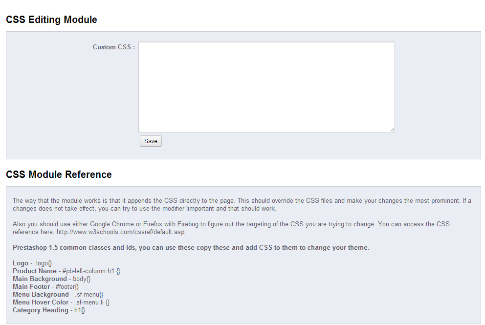 Prestashop Module CSS