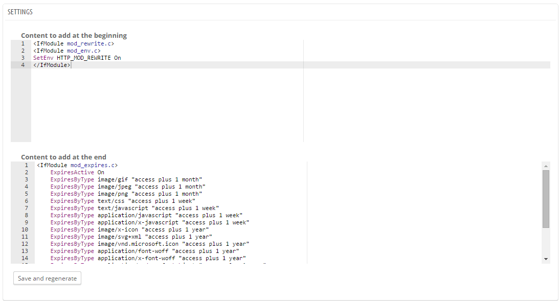 PrestaShop htaccess Editor