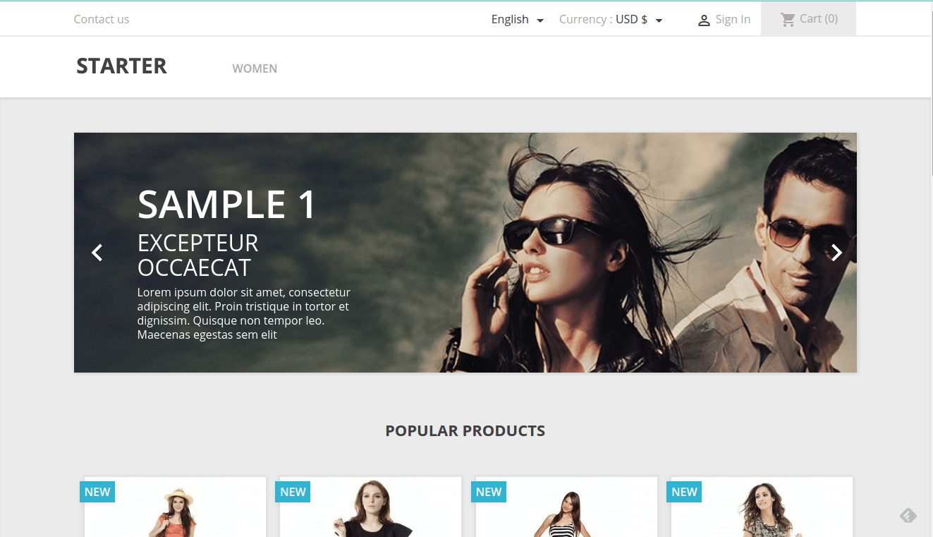 PrestaShop Starter theme