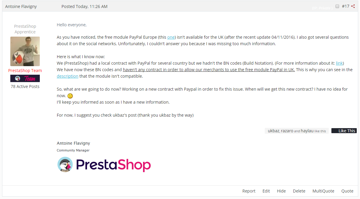 PrestaShop Forum