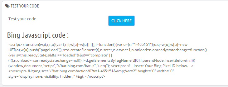 Bing Ads Test Code